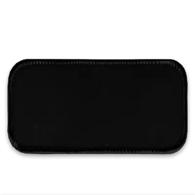 Pack of 25 - 3.625" x 1.625" - Blank Rectangle Patch - Black Fabric with Merrow Black Border - Industrial Backing