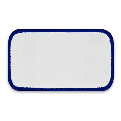 Pack of 25 - 4" x 2" - Blank Rectangle Patch - White Fabric with Merrow Royal Blue Border - Industrial Backing