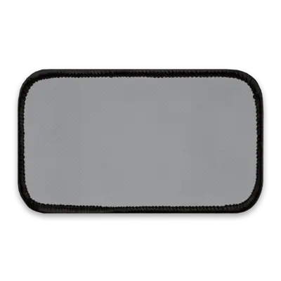 Pack of 25 - 4" x 2" - Blank Rectangle Patch - Silver Fabric with Merrow Black Border - Industrial Backing