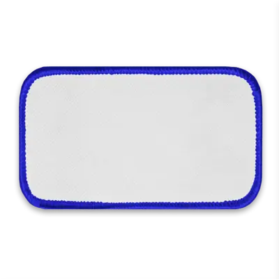 Pack of 25 - 4" x 2" - Blank Rectangle Patch - White Fabric with Merrow RRR Royal Border - Industrial Backing