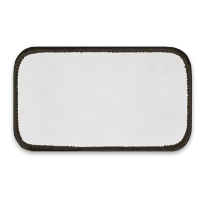 Pack of 25 - 4" x 2" - Blank Rectangle Patch - White Fabric with Merrow Special Grey Border - Industrial Backing
