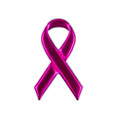 Pack of 25 - 1" - Official Breast Cancer Ribbon Patch - Flexstyle® Metallic Pink - Peel & Stick Backing