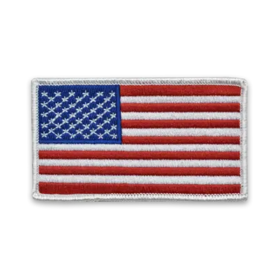 Pack of 25 - 3.5" x 2" - Official United States Flag Patch - Embroidered White Border - Industrial Backing