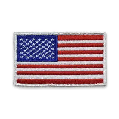 Pack of 25 - 3.5" x 2" - Official United States Flag Patch - Merrow White Border - Industrial Backing