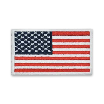 Pack of 25 - 3.2" x 1.8" - Official United States Flag Patch - Embroidered White Border - Industrial Backing