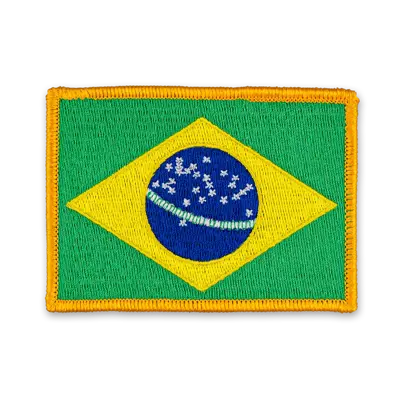 Pack of 25 - 3.5" x 2.5" - Official Brazil Flag Patch - Merrow Gold Border - Heat Applied Backing