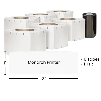 3" x 1" - Thermal ID Kit - 6 Rls 1 TTR 3600 L/R Monarch