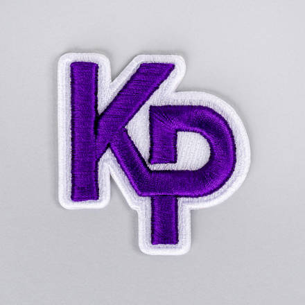 3D Embroidered KP patch laid flat