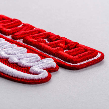 3D Embroidered Advanced Sporstwear patch close up