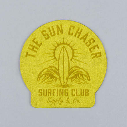 Wild Lime Faux Suede Leather surfing club patch laid flat