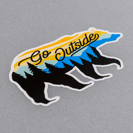 Full Color Heat Transfer Go outside bear laid at a hard angle