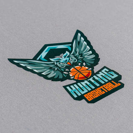 Full Color Heat Transfer Hunting Basketball laid at a hard angle