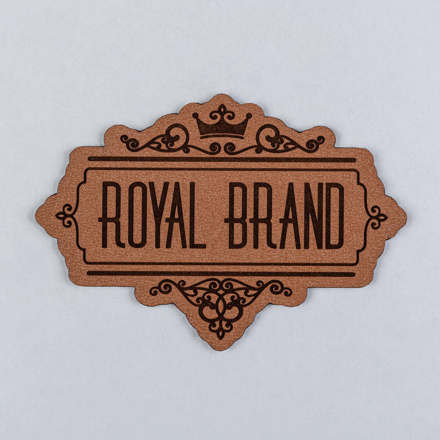 Caramel Genuine Leather with high contrast royal brand patch laid flat