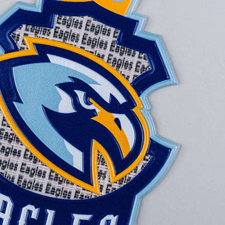 FlexStyle Holographic Scrolling eagles emblem close up