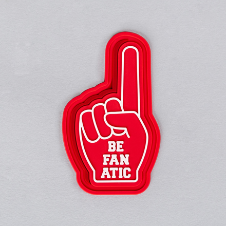 PV+ #1 Foam Finger, Be Fanatic patch laid flat