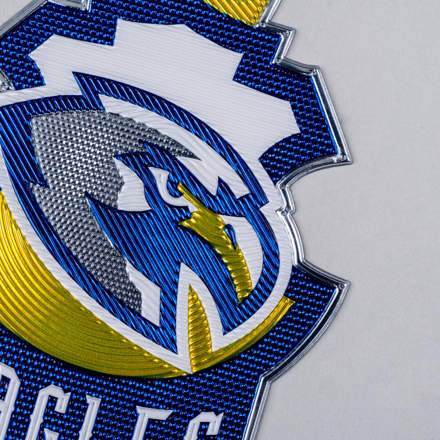 FlexStyle Textured Metallic eagles emblem close up