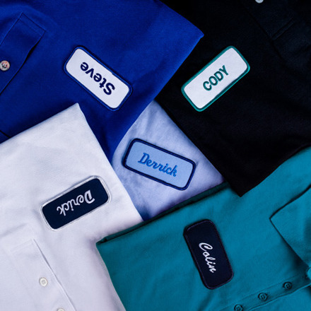 Standard Name Patches Applied to Different Clothing