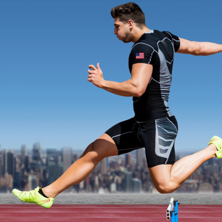 Running Man Wearing FlexStyle American Flag Emblem