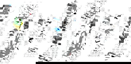 Hotronix Auto Cap Heat Press parts pulled apart with labeled numbers ranging from 1 to 206