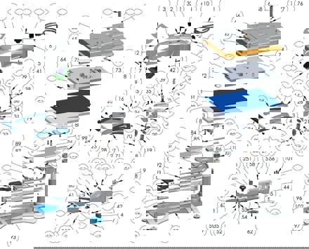Hotronix Fusion IQ Heat Press parts pulled apart with labeled numbers ranging from 1 to 102