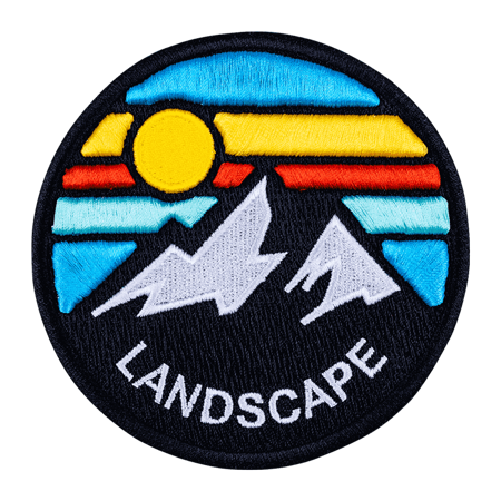 3D Embroidered mountain landscape patch