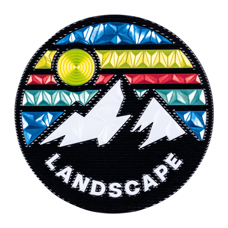 FlexStyle Beveled Metallic mountain landscape emblem