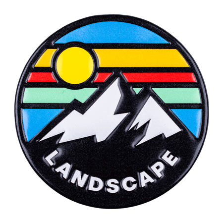 FlexStyle Domed Metallic mountain landscape emblem