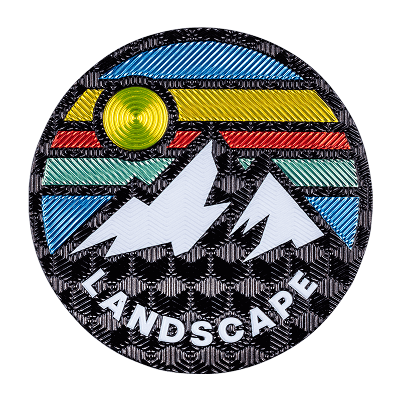 FlexStyle Textured Metallic mountain landscape emblem